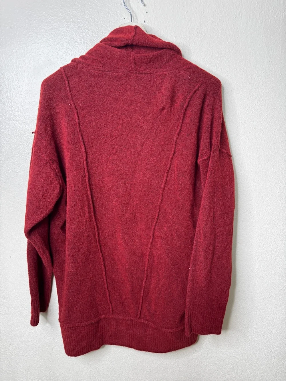 Free People Women’s Small Red Wool Blend Shawl Collar Button Cardigan Sweater